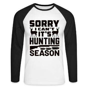 Jagen Jäger Hirsch Jagen Jagen Sprüche - Unisex Baseballshirt langarm - Weiß/Schwarz - Vorne - Nik (191cm)