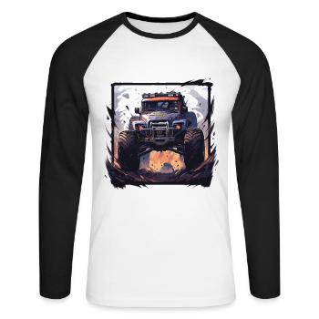 Monster truck - Unisex Long Sleeve Baseball T-Shirt - white/black - Front - Nik (191cm)