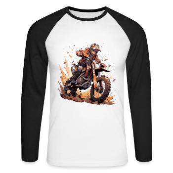 Motocross Dirtbike Motocross Motocross Motorrad - Unisex Baseballshirt langarm - Weiß/Schwarz - Vorne - Nik (191cm)