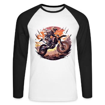 Motocross Dirtbike Motocross Motocross Motorrad - Unisex Baseballshirt langarm - Weiß/Schwarz - Vorne - Nik (191cm)
