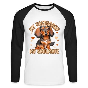 Mon teckel Mon âme sœur - T-shirt baseball manches longues Homme - blanc/noir - Devant - Nik (191cm)