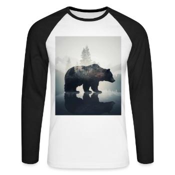 Ours majestueux dans les montagnes sur Forest - T-shirt baseball manches longues Homme - blanc/noir - Devant - Nik (191cm)