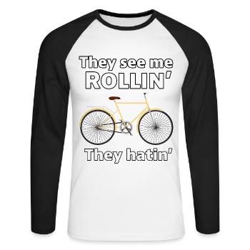 Retro Rider Vintage Vibes On Two Wheels Bike Lover - Unisex Long Sleeve Baseball T-Shirt - white/black - Front - Nik (191cm)