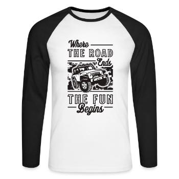 Où la route se termine Le Roadtrip Off-Road Racer - T-shirt baseball manches longues Homme - blanc/noir - Devant - Nik (191cm)