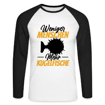 Mehr Kugelfische Riesenkugelfisch - Unisex Baseballshirt langarm - Weiß/Schwarz - Vorne - Nik (191cm)