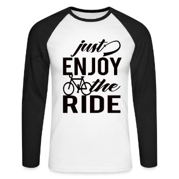 Just Enjoy The Ride Rennrad - Unisex Baseballshirt langarm - Weiß/Schwarz - Vorne - Nik (191cm)