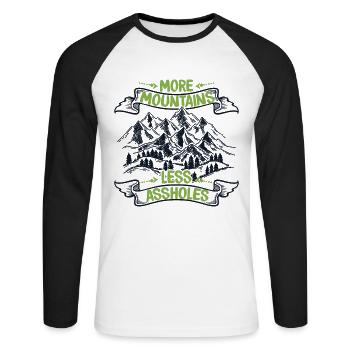 More Mountains Less Assholes Speed Climbing - Unisex Long Sleeve Baseball T-Shirt - white/black - Front - Nik (191cm)