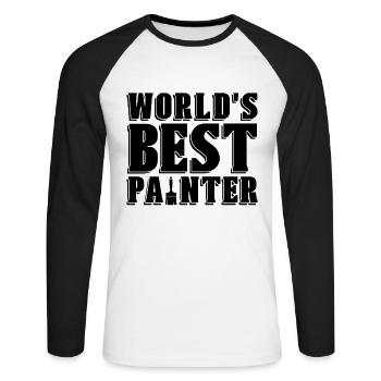 Les meilleurs peintres au pinceau du monde - T-shirt baseball manches longues Homme - blanc/noir - Devant - Nik (191cm)