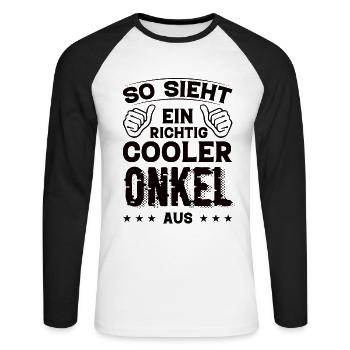 Onkel Onkel Geburtstag Onkel Sprüche Bester Onkel - Unisex Baseballshirt langarm - Weiß/Schwarz - Vorne - Nik (191cm)