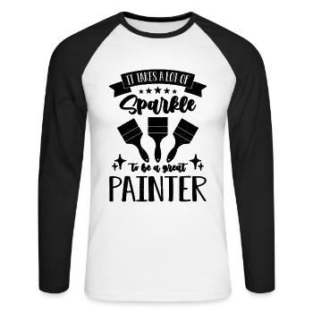 Il faut beaucoup de peintres artisanaux étincelants - T-shirt baseball manches longues Homme - blanc/noir - Devant - Nik (191cm)