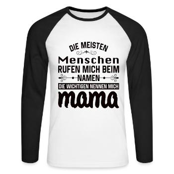 Mama Mutter Muttertag Mutter Geburtstag - Unisex Baseballshirt langarm - Weiß/Schwarz - Vorne - Nik (191cm)