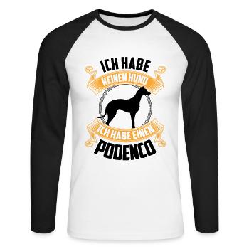 Podenco ist kein Hund spanischer Windhund - Unisex Baseballshirt langarm - Weiß/Schwarz - Vorne - Nik (191cm)