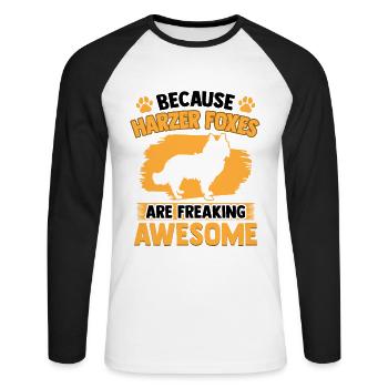 Harzer Fuchs ist fantastisch Hütefuchs - Unisex Baseballshirt langarm - Weiß/Schwarz - Vorne - Nik (191cm)