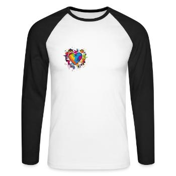 Regenbogenfarbe Herz LGBTQ Liebe & Rechte - Unisex Baseballshirt langarm - Weiß/Schwarz - Vorne - Nik (191cm)