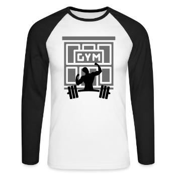 Gym Fanatic 100% - Unisex Long Sleeve Baseball T-Shirt - white/black - Front - Nik (191cm)