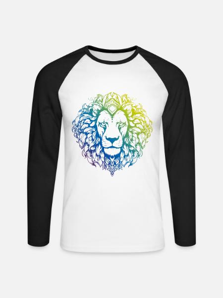 Leo Mandala Boho - T-shirt baseball manches longues Homme - blanc/noir