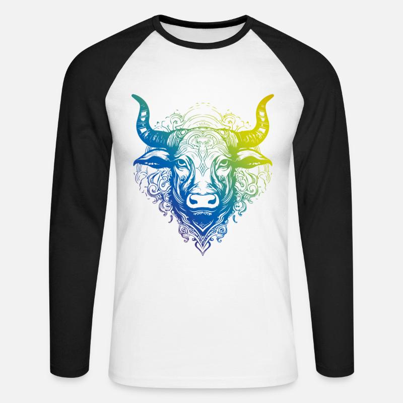 Bulle Mandala Boho - Unisex Baseballshirt langarm - Weiß/Schwarz