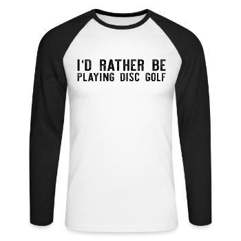 Disc Golfing Frisbee Golf - Je préfère jouer - T-shirt baseball manches longues Homme - blanc/noir - Devant - Nik (191cm)