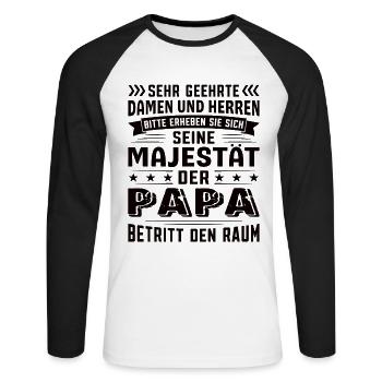 Papa Geburtstag Papa Sprüche Papa Geschenke - Unisex Baseballshirt langarm - Weiß/Schwarz - Vorne - Nik (191cm)