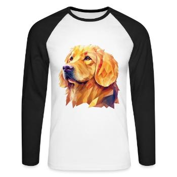 Golden Retriever Chien Chien Race Retriever Chiens - T-shirt baseball manches longues Homme - blanc/noir - Devant - Nik (191cm)