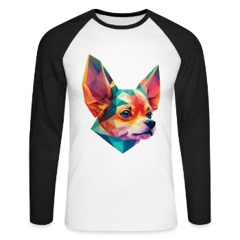 Chihuahua Dog Dog Design Pet Dog Owner - T-shirt baseball manches longues Homme - blanc/noir - Devant - Nik (191cm)