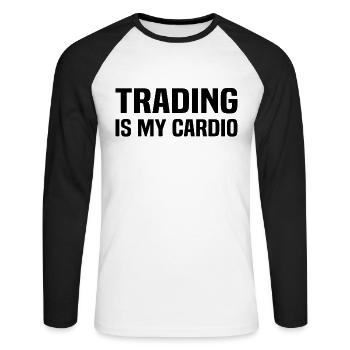 Le trading est mon cardio - Trading boursier - T-shirt baseball manches longues Homme - blanc/noir - Devant - Nik (191cm)
