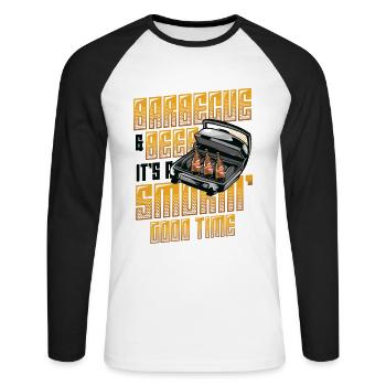 Griller - T-shirt baseball manches longues Homme - blanc/noir - Devant - Nik (191cm)