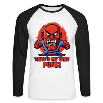 C’est mon vélo, punk ! - T-shirt baseball manches longues Homme - blanc/noir - Devant - Nik (191cm)