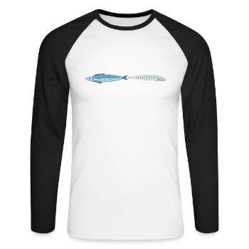 Poisson Fisch - T-shirt baseball manches longues Homme - blanc/noir - Devant - Nik (191cm)
