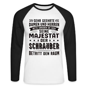 Schrauber Geburtstag Schrauber Sprüche Schrauber - Unisex Baseballshirt langarm - Weiß/Schwarz - Vorne - Nik (191cm)