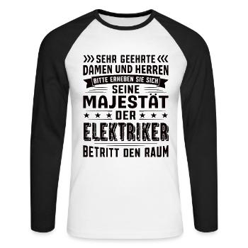 Elektriker Geburtstag Elektriker Sprüche - Unisex Baseballshirt langarm - Weiß/Schwarz - Vorne - Nik (191cm)