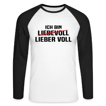 Mallorca Party - Ich Bin Lieber Voll - Mallorca - Unisex Baseballshirt langarm - Weiß/Schwarz - Vorne - Nik (191cm)