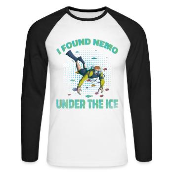 J’ai trouvé Nemo Under The Ice, Ice Diver - T-shirt baseball manches longues Homme - blanc/noir - Devant - Nik (191cm)