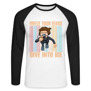 Freeze your fears, dive into the ice - Unisex Long Sleeve Baseball T-Shirt - white/black - Front - Nik (191cm)