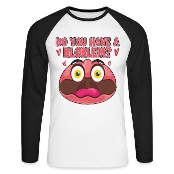Costume de Blobfish - Visage de poisson Blob laid - - T-shirt baseball manches longues Homme - blanc/noir - Devant - Nik (191cm)
