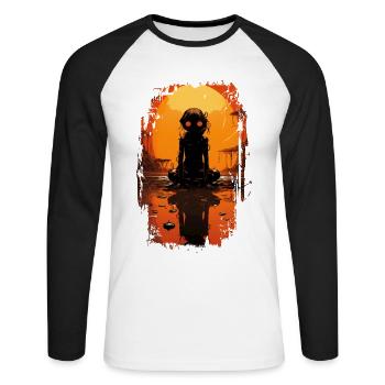 Dunkler Frosch - Unisex Baseballshirt langarm - Weiß/Schwarz - Vorne - Nik (191cm)