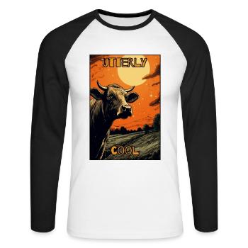 Absolut coole Kuh - Unisex Baseballshirt langarm - Weiß/Schwarz - Vorne - Nik (191cm)