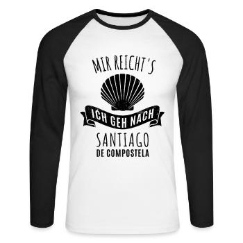 Mir reicht's ich geh nach Santiago - Camino Pilger - Unisex Baseballshirt langarm - Weiß/Schwarz - Vorne - Nik (191cm)