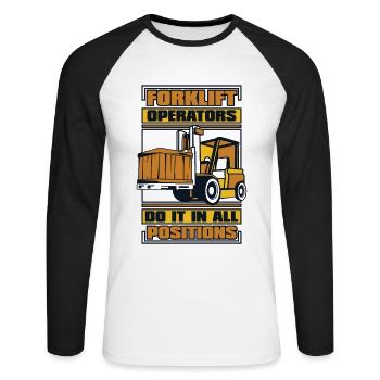 Faites-le dans toutes les positions Chariot élévateur télescopique - T-shirt baseball manches longues Homme - blanc/noir - Devant - Nik (191cm)