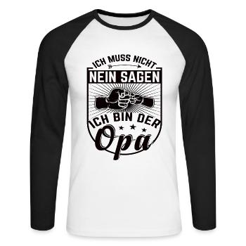 Werdender Opa Zukünftiger Opa Opa Verkündung - Unisex Baseballshirt langarm - Weiß/Schwarz - Vorne - Nik (191cm)