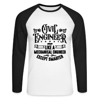 Civil Engineer Noun Like Building Civil Engineers - Unisex Baseballshirt langarm - Weiß/Schwarz - Vorne - Nik (191cm)