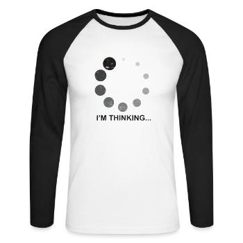 I'm thinking... - Philosophie - Unisex Baseballshirt langarm - Weiß/Schwarz - Vorne - Nik (191cm)