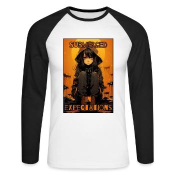 Attentes d’immersion: Anime Girl - T-shirt baseball manches longues Homme - blanc/noir - Devant - Nik (191cm)