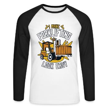 I Make Forklifting Look Easy Forklift Driver - Unisex Long Sleeve Baseball T-Shirt - white/black - Front - Nik (191cm)
