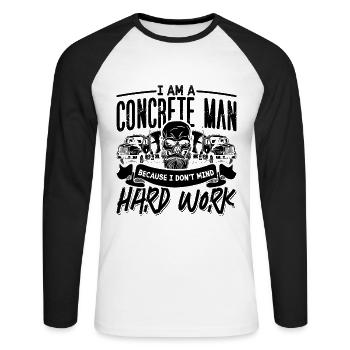 I Am A Concrete Man Concreter Concrete Finishers - Unisex Baseballshirt langarm - Weiß/Schwarz - Vorne - Nik (191cm)