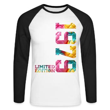 47TH BIRTHDAY LIMITED EDITION 1979 - Unisex Long Sleeve Baseball T-Shirt - white/black - Front - Nik (191cm)