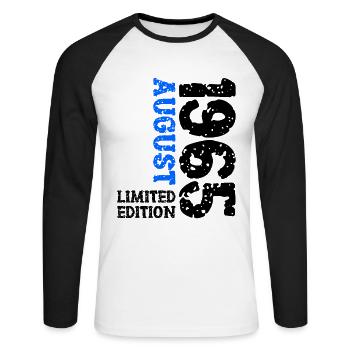 1965 Août Édition Limitée 58e Tenue d’anniversaire - T-shirt baseball manches longues Homme - blanc/noir - Devant - Nik (191cm)