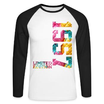 69E ANNIVERSAIRE ÉDITION LIMITÉE 1957 - T-shirt baseball manches longues Homme - blanc/noir - Devant - Nik (191cm)