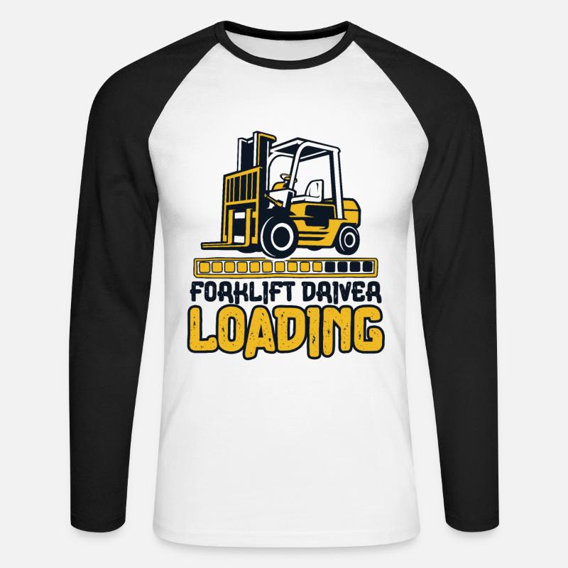 Forklift Driver Loading Gabelstaplerfahrer - Unisex Long Sleeve Baseball T-Shirt - white/black