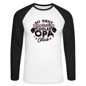 So sieht ein richtig cooler Opa aus - Familie - Unisex Baseballshirt langarm - Weiß/Schwarz - Vorne - Nik (191cm)